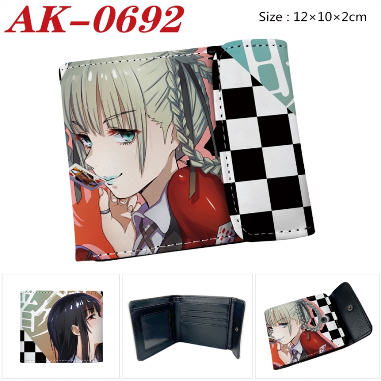 Kakegurui Anime PU leather full color buckle 20% off wallet 12X10X2CM