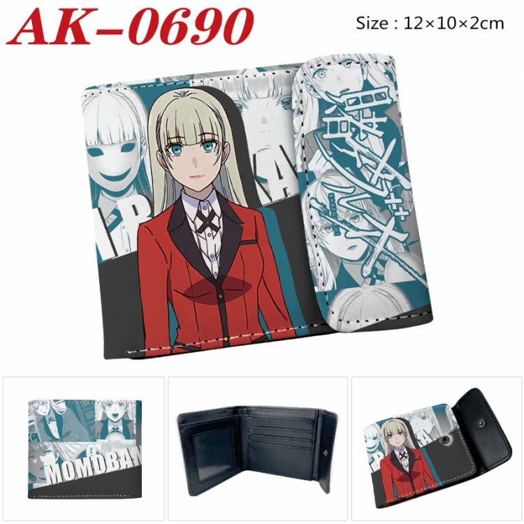 Kakegurui Anime PU leather full color buckle 20% off wallet 12X10X2CM