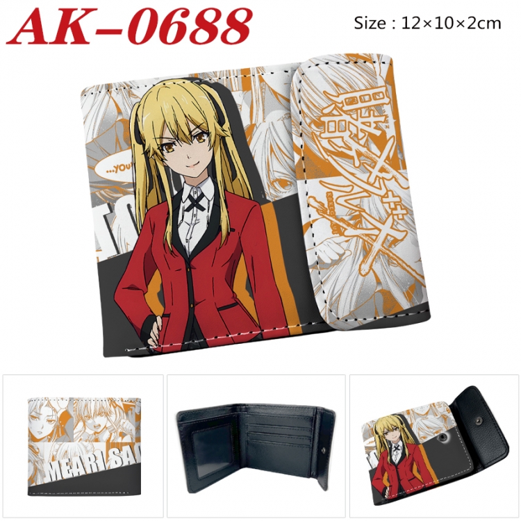 Kakegurui Anime PU leather full color buckle 20% off wallet 12X10X2CM