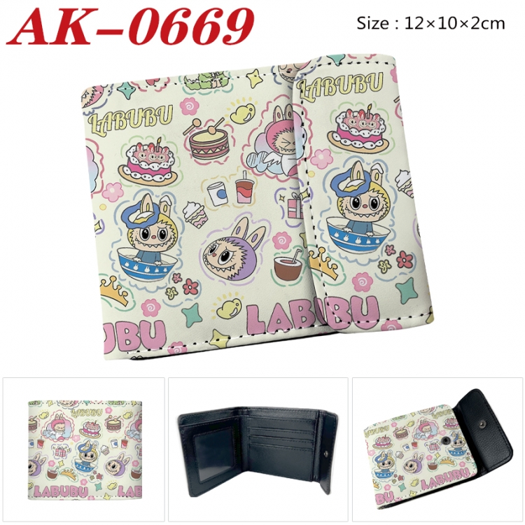 LABUBU Anime PU leather full color buckle 20% off wallet 12X10X2CM