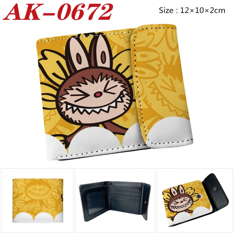 LABUBU Anime PU leather full color buckle 20% off wallet 12X10X2CM