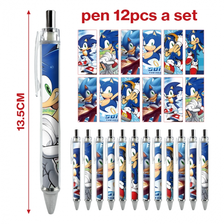 Sonic The Hedgehog anime peripheral student ballpoint pen a set of 12