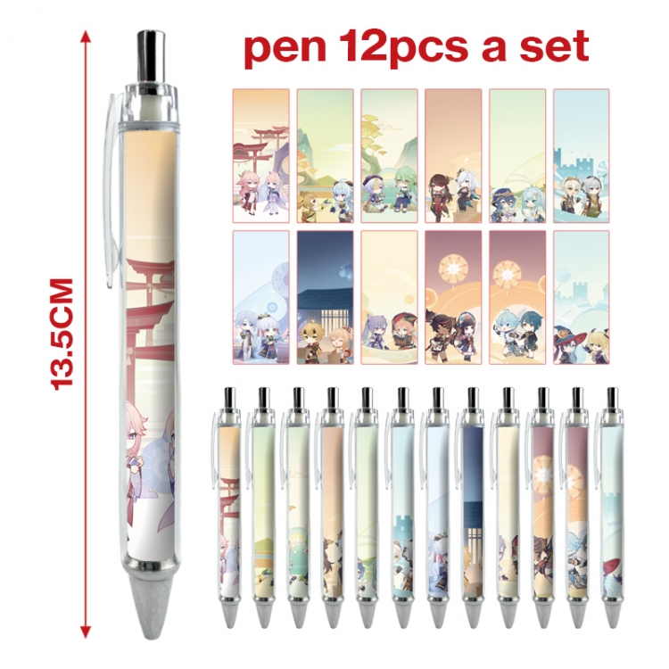 Genshin Impact anime peripheral student ballpoint pen a set of 12