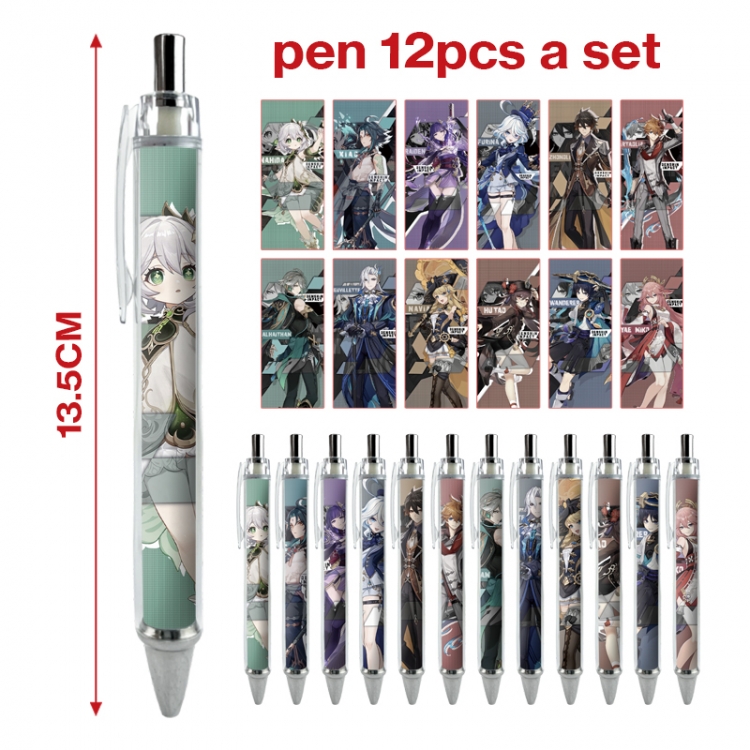 Genshin Impact anime peripheral student ballpoint pen a set of 12