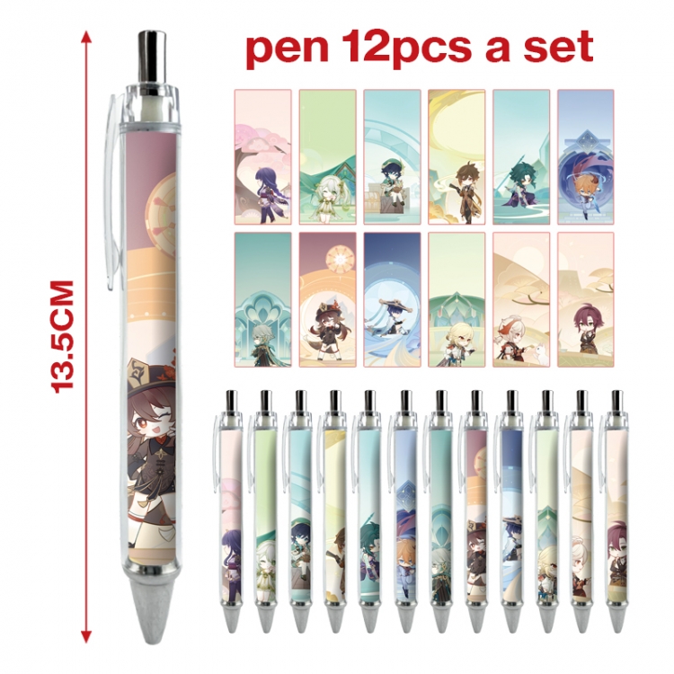 Genshin Impact anime peripheral student ballpoint pen a set of 12