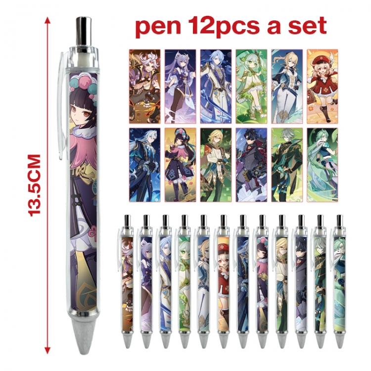 Genshin Impact anime peripheral student ballpoint pen a set of 12