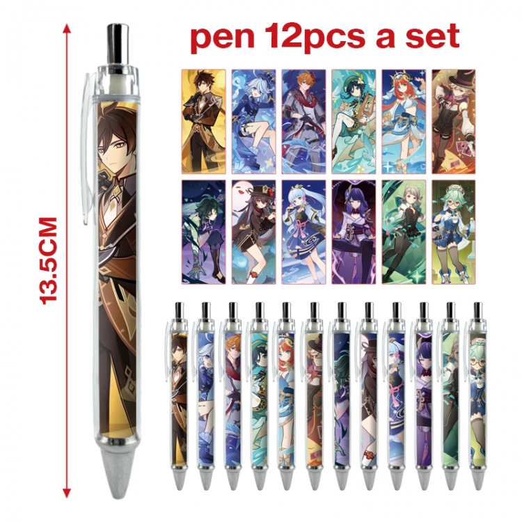 Genshin Impact anime peripheral student ballpoint pen a set of 12