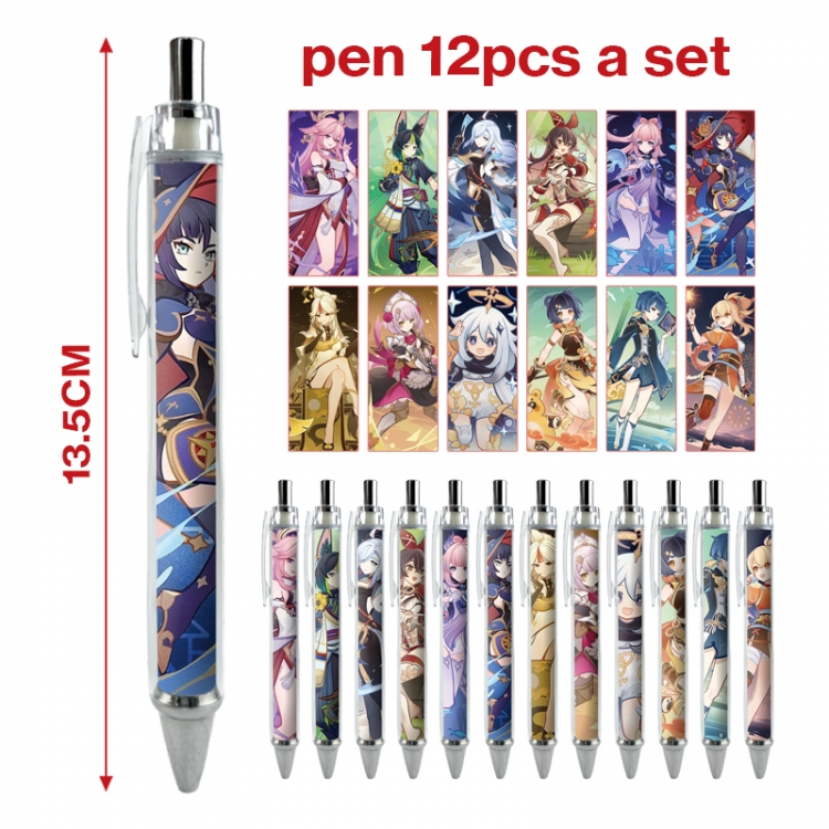 Genshin Impact anime peripheral student ballpoint pen a set of 12