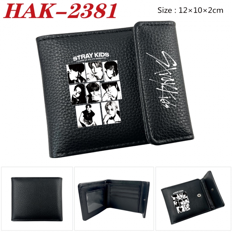 straykids Anime Litchi Pattern Hidden Buckle Half Fold Printed Wallet 12X10X2CM