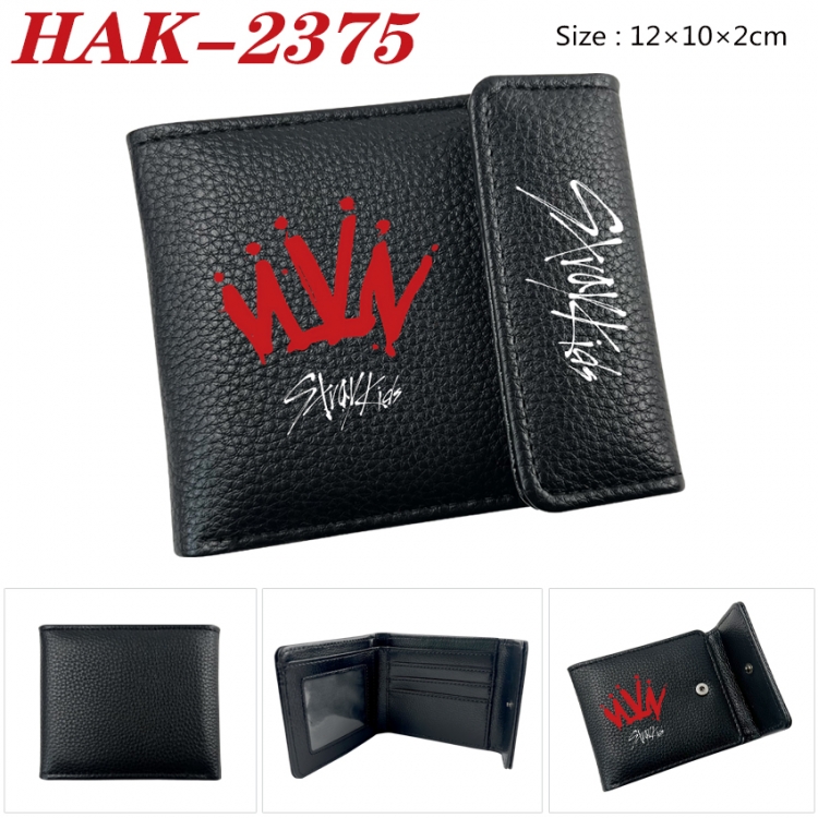 straykids Anime Litchi Pattern Hidden Buckle Half Fold Printed Wallet 12X10X2CM