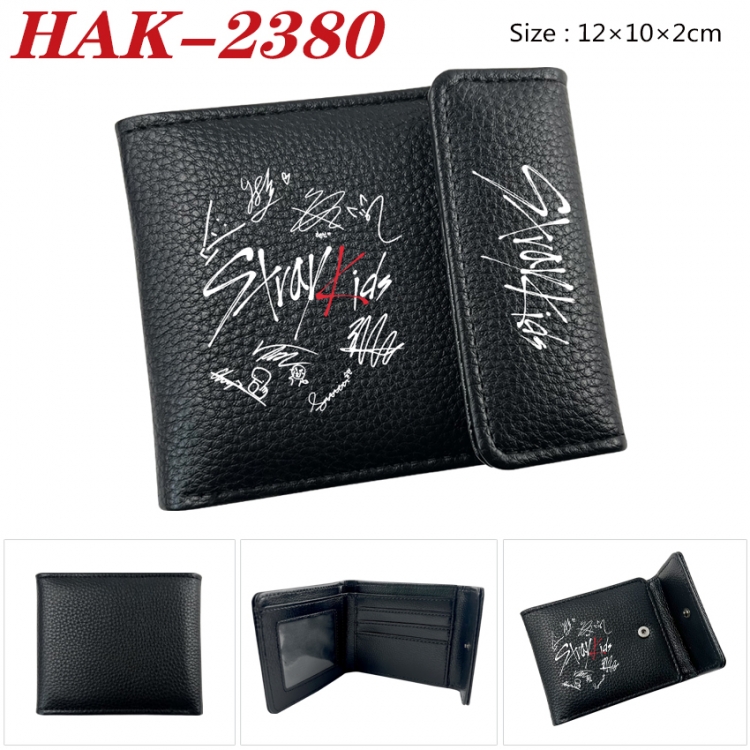 straykids Anime Litchi Pattern Hidden Buckle Half Fold Printed Wallet 12X10X2CM