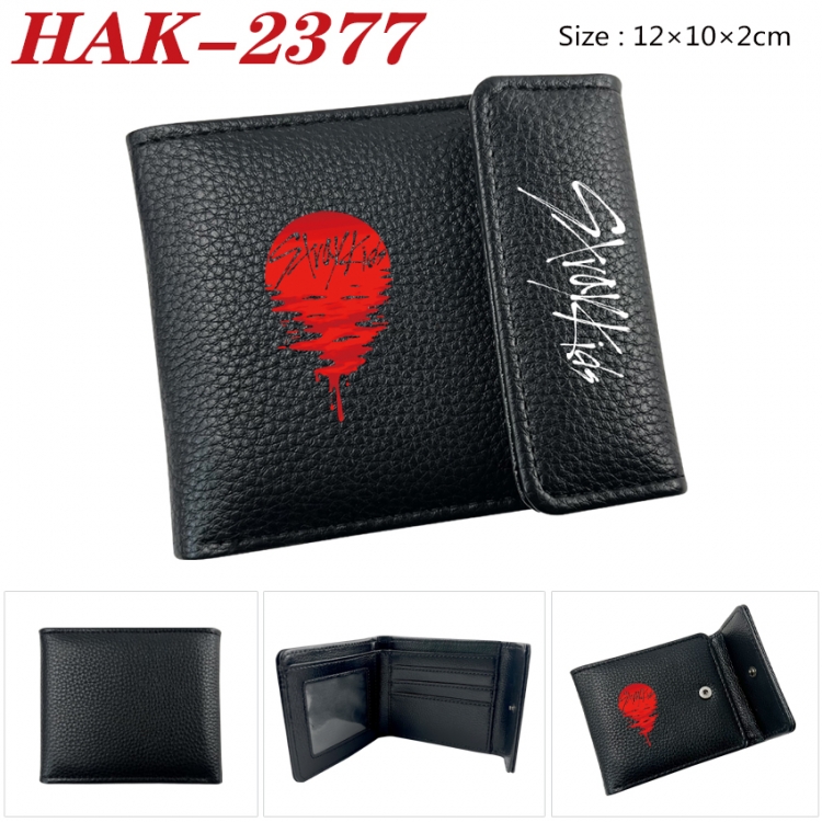 straykids Anime Litchi Pattern Hidden Buckle Half Fold Printed Wallet 12X10X2CM