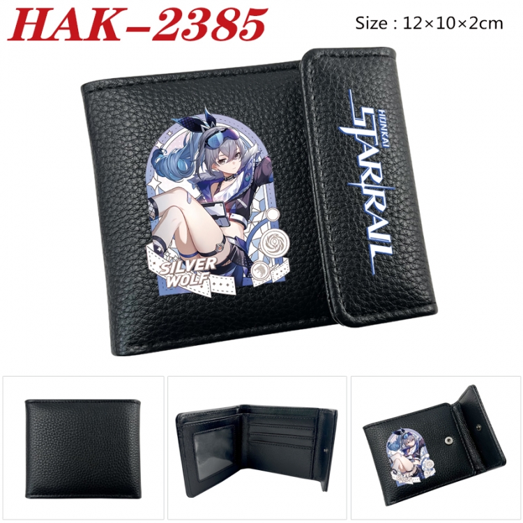 Honkai: Star Rail Anime Litchi Pattern Hidden Buckle Half Fold Printed Wallet 12X10X2CM HAK-2385