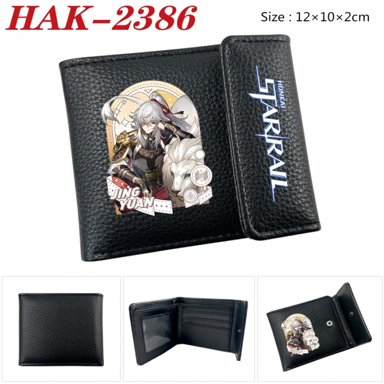 Honkai: Star Rail Anime Litchi Pattern Hidden Buckle Half Fold Printed Wallet 12X10X2CM  HAK-2386