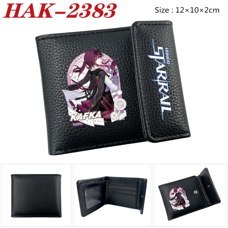 Honkai: Star Rail Anime Litchi Pattern Hidden Buckle Half Fold Printed Wallet 12X10X2CM  HAK-2383