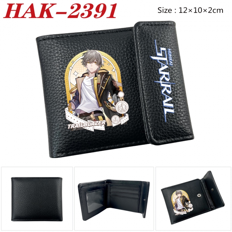 Honkai: Star Rail Anime Litchi Pattern Hidden Buckle Half Fold Printed Wallet 12X10X2CM HAK-2391