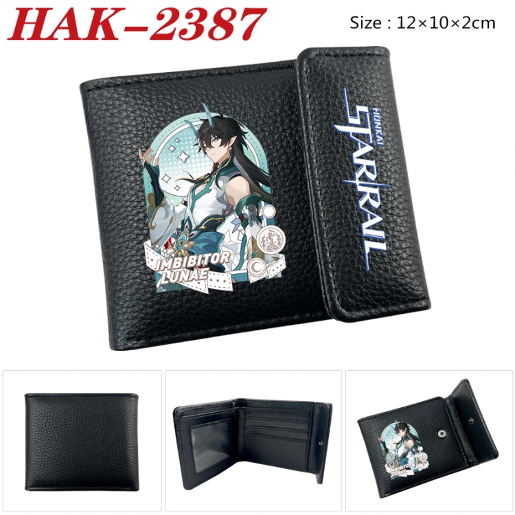 Honkai: Star Rail Anime Litchi Pattern Hidden Buckle Half Fold Printed Wallet 12X10X2CM HAK-2387