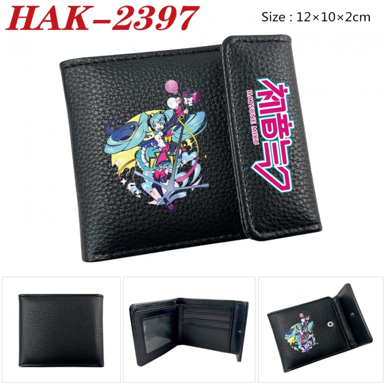 Hatsune Miku Anime Litchi Pattern Hidden Buckle Half Fold Printed Wallet 12X10X2CM HAK-2397