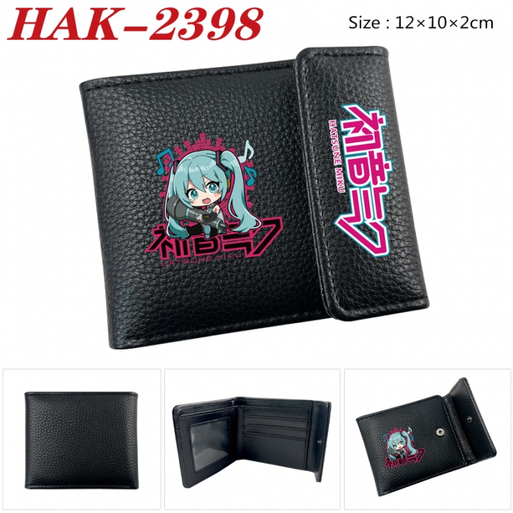 Hatsune Miku Anime Litchi Pattern Hidden Buckle Half Fold Printed Wallet 12X10X2CM HAK-2398