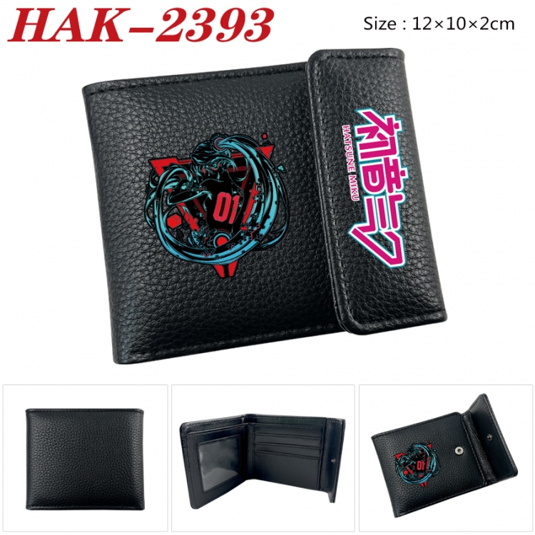 Hatsune Miku Anime Litchi Pattern Hidden Buckle Half Fold Printed Wallet 12X10X2CM HAK-2393