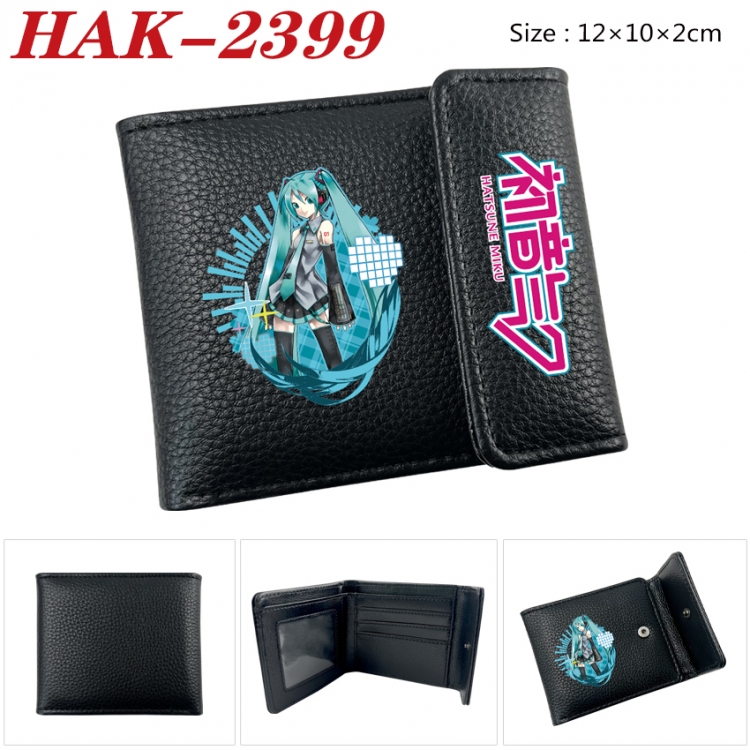 Hatsune Miku Anime Litchi Pattern Hidden Buckle Half Fold Printed Wallet 12X10X2CM HAK-2399