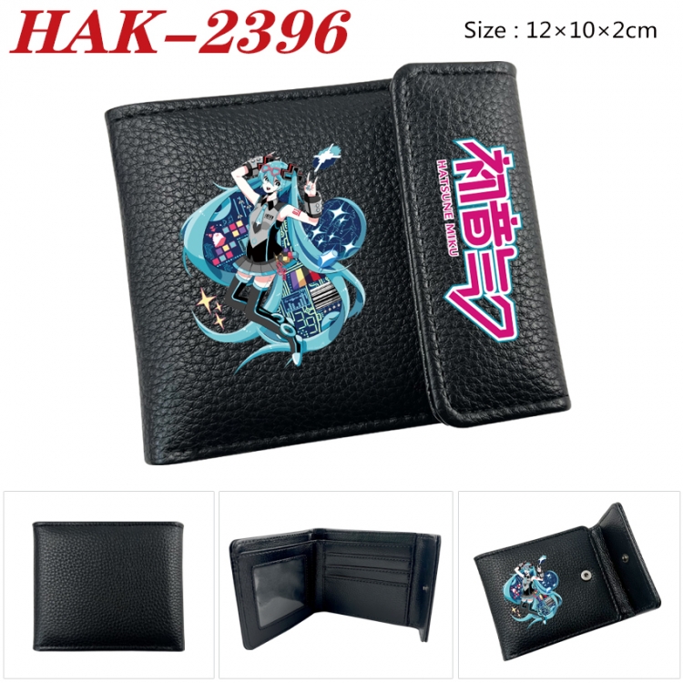 Hatsune Miku Anime Litchi Pattern Hidden Buckle Half Fold Printed Wallet 12X10X2CM  HAK-2396