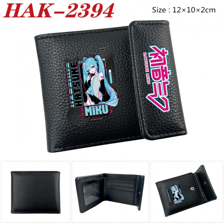 Hatsune Miku Anime Litchi Pattern Hidden Buckle Half Fold Printed Wallet 12X10X2CM HAK-2394