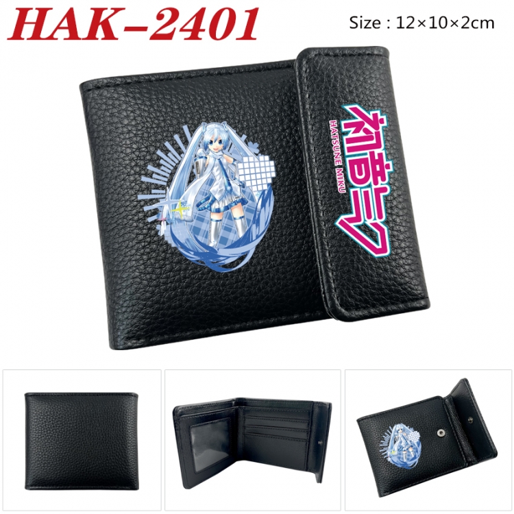 Hatsune Miku Anime Litchi Pattern Hidden Buckle Half Fold Printed Wallet 12X10X2CM HAK-2401