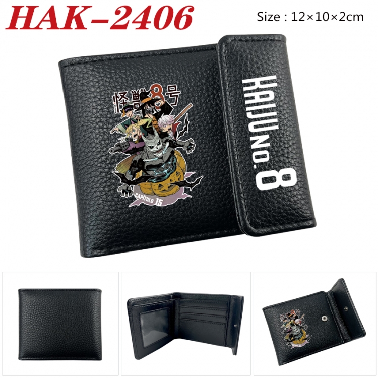 KAIJU NUMBER EIGHT Anime Litchi Pattern Hidden Buckle Half Fold Printed Wallet 12X10X2CM HAK-2406