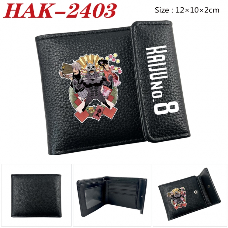 KAIJU NUMBER EIGHT Anime Litchi Pattern Hidden Buckle Half Fold Printed Wallet 12X10X2CM HAK-2403