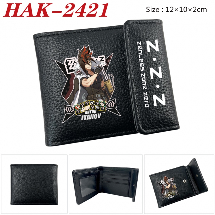 Zenless Zone Zero Anime Litchi Pattern Hidden Buckle Half Fold Printed Wallet 12X10X2CM HAK-2421