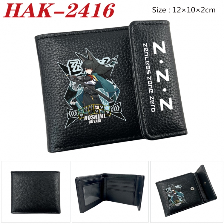 Zenless Zone Zero Anime Litchi Pattern Hidden Buckle Half Fold Printed Wallet 12X10X2CM  HAK-2416