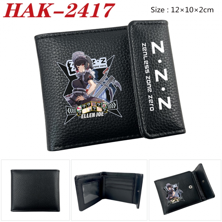 Zenless Zone Zero Anime Litchi Pattern Hidden Buckle Half Fold Printed Wallet 12X10X2CM HAK-2417