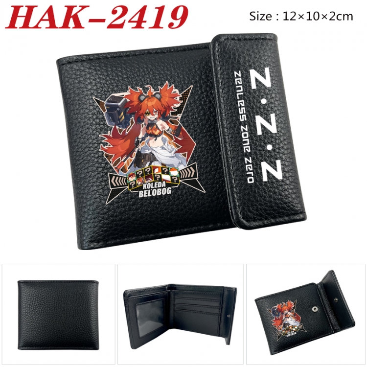 Zenless Zone Zero Anime Litchi Pattern Hidden Buckle Half Fold Printed Wallet 12X10X2CM HAK-2419