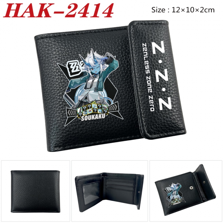 Zenless Zone Zero Anime Litchi Pattern Hidden Buckle Half Fold Printed Wallet 12X10X2CM HAK-2414