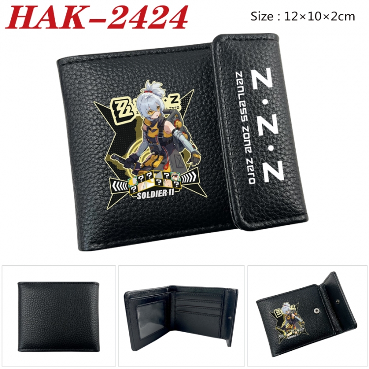 Zenless Zone Zero Anime Litchi Pattern Hidden Buckle Half Fold Printed Wallet 12X10X2CM HAK-2424