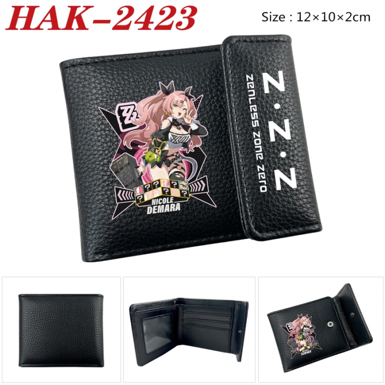 Zenless Zone Zero Anime Litchi Pattern Hidden Buckle Half Fold Printed Wallet 12X10X2CM HAK-2423