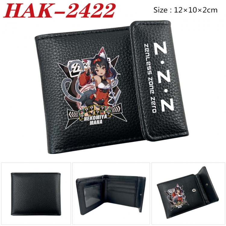 Zenless Zone Zero Anime Litchi Pattern Hidden Buckle Half Fold Printed Wallet 12X10X2CM HAK-2422