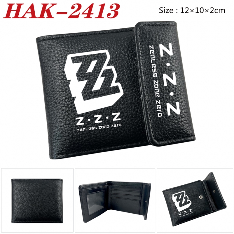 Zenless Zone Zero Anime Litchi Pattern Hidden Buckle Half Fold Printed Wallet 12X10X2CM HAK-2413