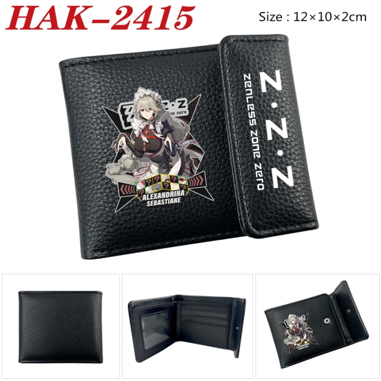 Zenless Zone Zero Anime Litchi Pattern Hidden Buckle Half Fold Printed Wallet 12X10X2CM  HAK-2415