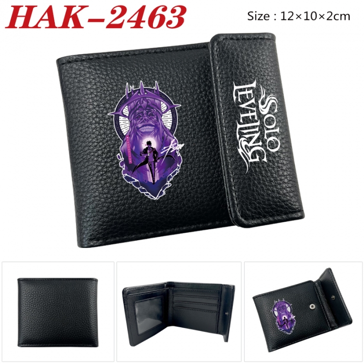 Solo Leveling:Arise Anime Litchi Pattern Hidden Buckle Half Fold Printed Wallet 12X10X2CM HAK-2463