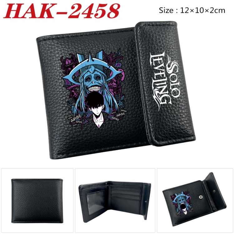 Solo Leveling:Arise Anime Litchi Pattern Hidden Buckle Half Fold Printed Wallet 12X10X2CM HAK-2458