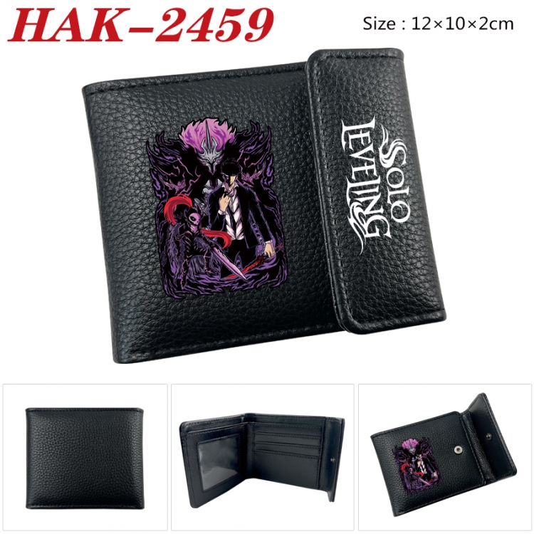 Solo Leveling:Arise Anime Litchi Pattern Hidden Buckle Half Fold Printed Wallet 12X10X2CM HAK-2459