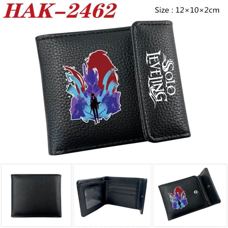 Solo Leveling:Arise Anime Litchi Pattern Hidden Buckle Half Fold Printed Wallet 12X10X2CM  HAK-2462