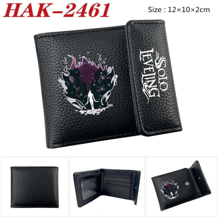 Solo Leveling:Arise Anime Litchi Pattern Hidden Buckle Half Fold Printed Wallet 12X10X2CM HAK-2461