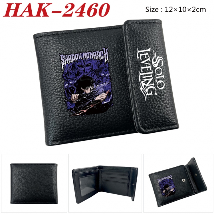 Solo Leveling:Arise Anime Litchi Pattern Hidden Buckle Half Fold Printed Wallet 12X10X2CM HAK-2460