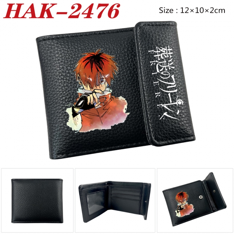 Frieren: Beyond Journey's End Anime Litchi Pattern Hidden Buckle Half Fold Printed Wallet 12X10X2CM