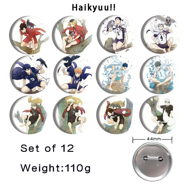 Haikyuu!! Anime tinplate bright film badge 44mm a set of 12