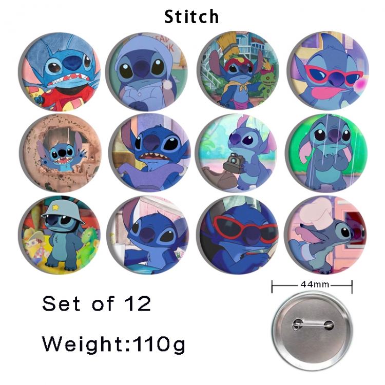 Lilo & Stitch Anime tinplate bright film badge 44mm a set of 12