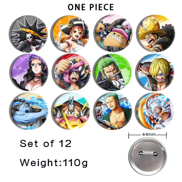 One Piece Anime tinplate bright film badge 44mm a set of 12